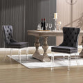 KCC Velvet Dining Chairs Set of 2, Upholstered Tufted Wingback Dining Room Chair with Nailhead Back Ring Pull Trim Solid Acrylic Legs, Contemporary Nikki Collection Style for Kitchen, Grey
