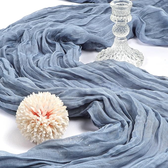 12 Pack 10Ft Dusty Blue Cheesecloth Table Runner 23 x 120 Inch | Gauze Rustic - Image 3