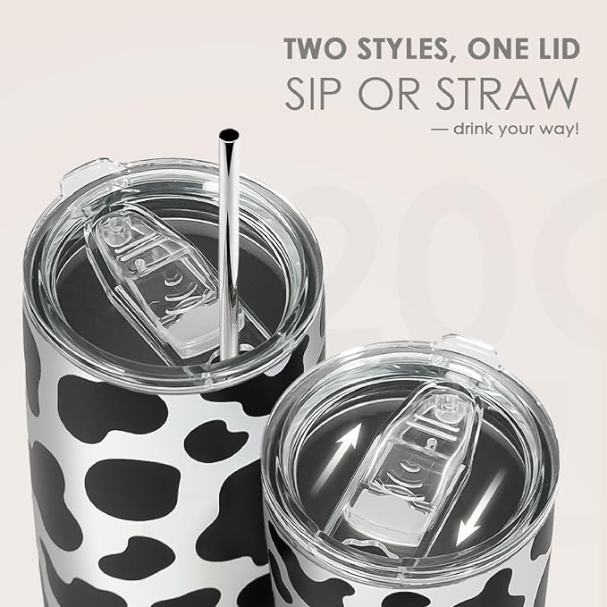 SANDJEST Cow Print Tumbler 20oz Stainless Steel Insulated, Travel Coffee Cup - Image 5