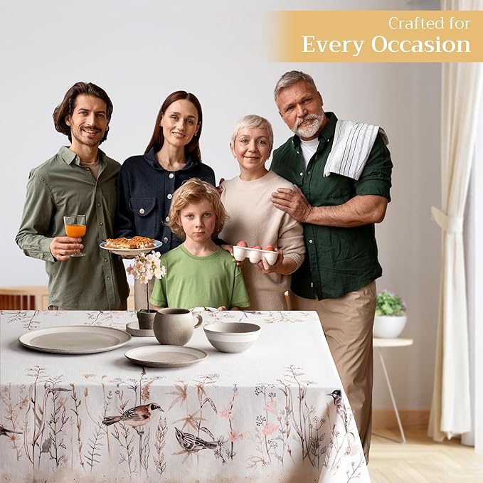 Maison d' Hermine Table Cloth Rectangle Table 100% Cotton 54 x 72 Inches Tablecloth Reusable Decorative for Dining Room Farmhouse Home Valentines Day Decorations Spring Summer - Meadow Florals - Brown