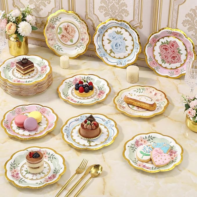120 Pcs 6 Inch Floral Paper Plates - Image 2