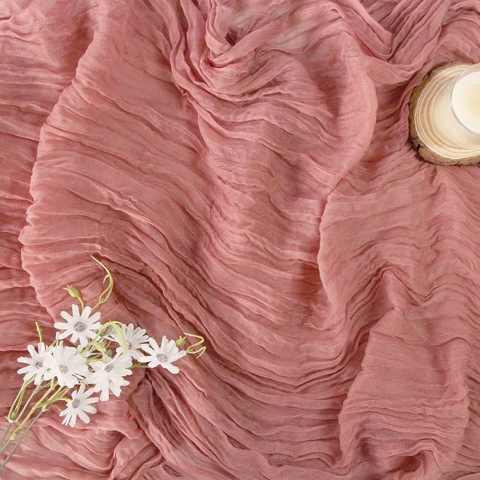 Rose Pink Cheesecloth Table Runner Fall Wedding Baby Shower Decor | 35x120 by FEXIA