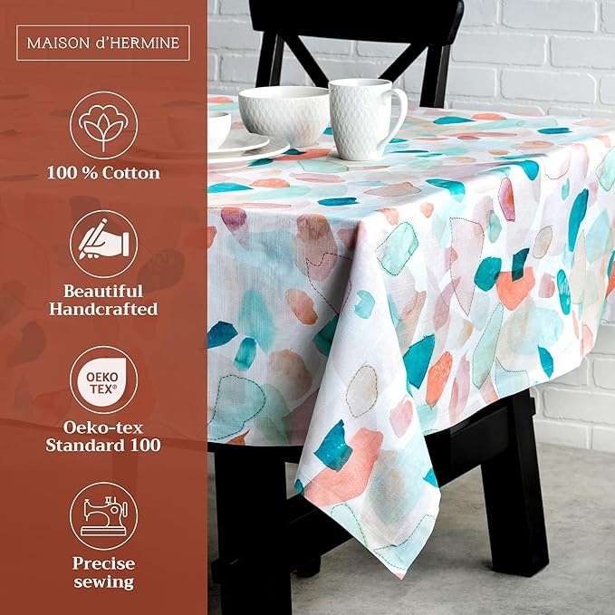 Maison d' Hermine Table Cloth Rectangle Table 100% Cotton 70 x 108 Inches Tablecloth Reusable Decorative for Dining Room Farmhouse Home Valentines Day Decorations Spring Summer - Summer Picnic