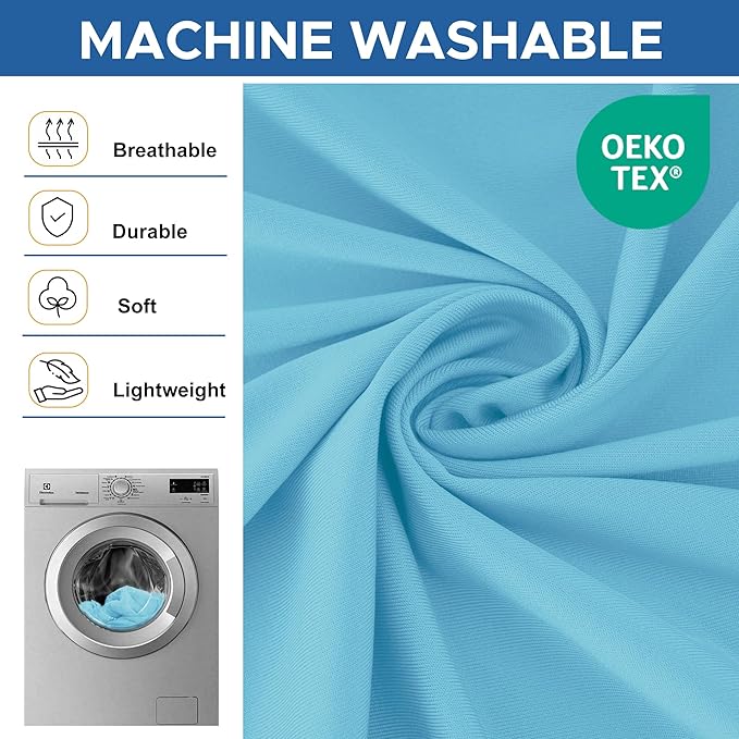 Spandex Table Cloths for 8 Foot Rectangle Tables-6 Pack Fitted Stretch Light Blue Table Covers-Folding Tablecloths for Party, Vendor Booth Display, Banquet Buffet Event, Craft Trade Show