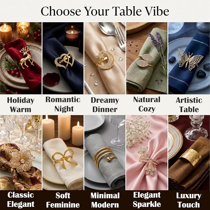 Gold Napkin Rings Set of 12 – Moon & Star Design – Elegant Napkin Ring Holders - Image 8