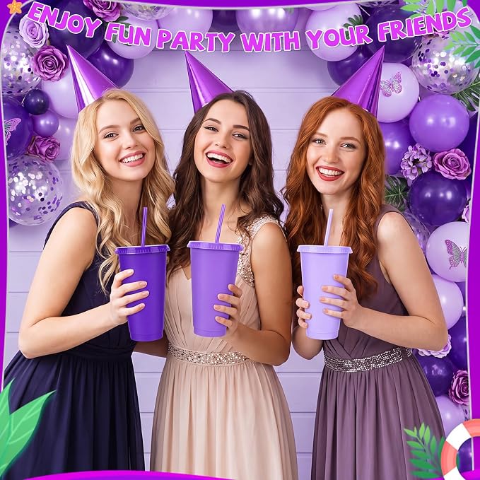 24 Pack Plastic Tumblers with Lids and Straws, Reusable Cups with Lids Plastic - Image 5