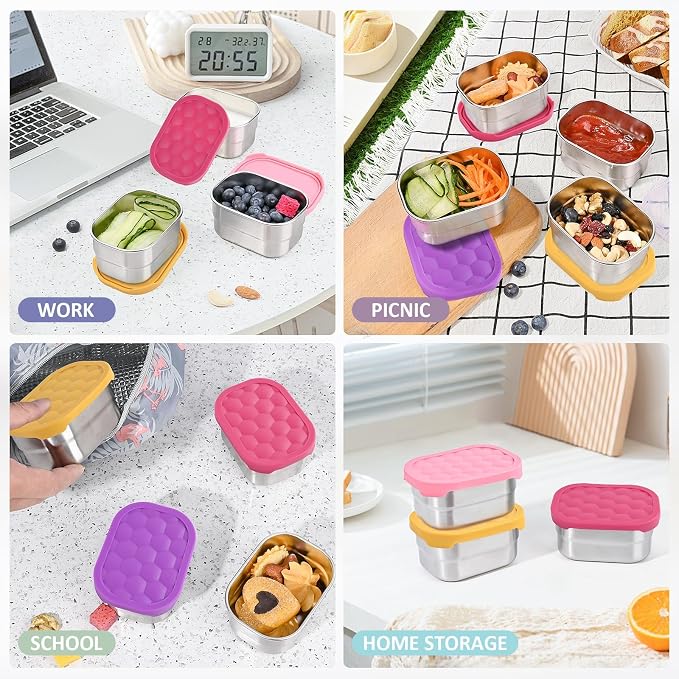 4Pack Small 8oz Stainless Steel Snack Containers - Image 7