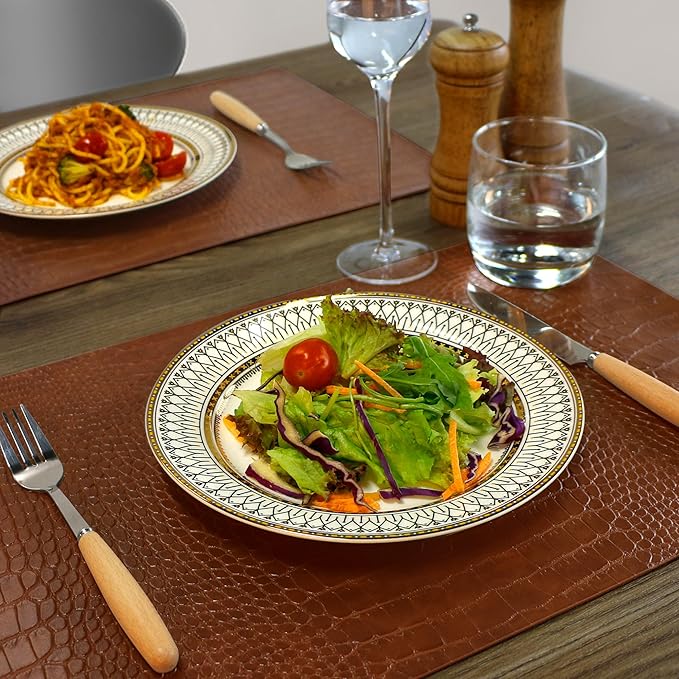 Set of 4 Faux Leather Placemats, PU Table Mats, Waterproof, Stain Resistant, Heat Resistant, Easy to Clean for Kitchen Dining Table,Conference Table