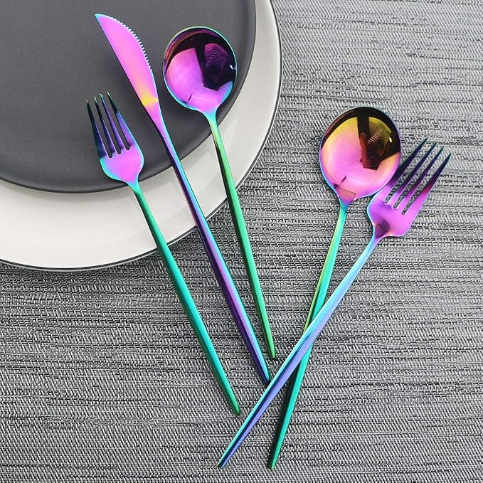 JASHII 20-Piece Stainless Steel Satin Finish Flatware Set, Mirror Polished - Image 3