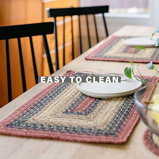 Homespice Highland Jute Braided Dinner Table Runner, Rustic Lodge Decor, Set of 2, Multicolor Rectangle 8x28 - Also Ideal as a Stair Tread - Rich Colors, Easy to Clean, Durable and Protects Furniture