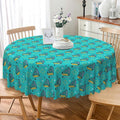 Laeacco 70 Inch Geometric Round Tablecloth Turquoise Triangle Pattern Modern Abstract Art Print Table Cloth Washable Waterproof Wrinkle Free Table Cover for Kitchen Dining Picnic Party Decoration