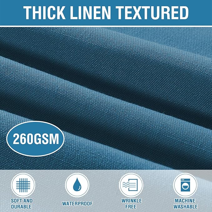 H.VERSAILTEX Linen Textured Table Cloths 60 x 60 Inch Premium Solid Tablecloth Spill-Proof Waterproof Table Cover for Dining Buffet Feature Extra Soft and Thick Fabric Wrinkle Free, Ink Blue