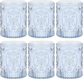 Qinyoung 6 Plastic Vintage Drinking Glasses 8.5oz Stemless Retro Embossed Wine by Qinyoung