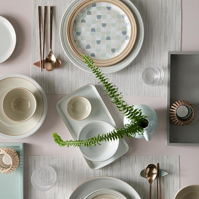 Denby - Heritage Atrium Dinner Plates Set of 4-10.8in Natural Style Ceramic Stoneware Tableware - Dishwasher & Microwave Safe - Scratch Resistant - Large Dinnerware, Lunch Plates For Everyday Use