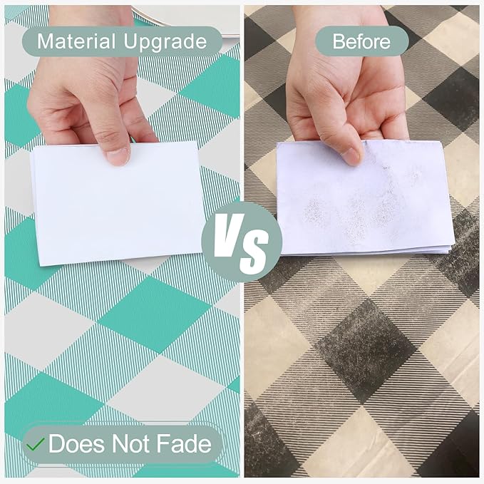 misaya Rectangle Waterproof Vinyl Table Cloth, Buffalo Flannel Backed Tablecloth, Wipeable Plastic Table Cover for Dinner, Kitchen, Outdoor (60" x 84", Teal and White)