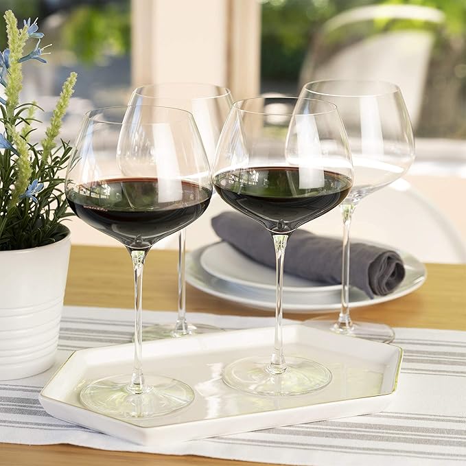 Spiegelau Willsberger Burgundy Wine Glasses, Crystal Clear Red Wine Glasses for Pinot Noir, Elegant Glassware, Wedding Gifts, Birthday Gifts for Women and Men, Home Bar Accessories, 25.6 oz, Set of 4