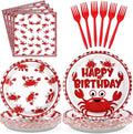 Grencian 96Pcs Crab Birthday Party Decorations, Serve 24 | Crab Plates and by Grencian