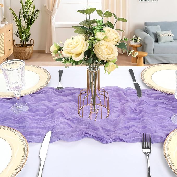 6 Pack 10Ft Lavender Purple Cheesecloth Table Runner 23 x 120 Inch | Gauze - Image 4