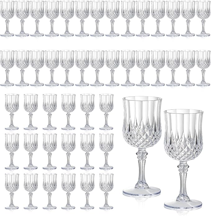 XUWAIDSGN 48 Pcs 7oz Plastic Vintage Wine Glasses Drinking Glasses Unbreakable by XUWAIDSGN