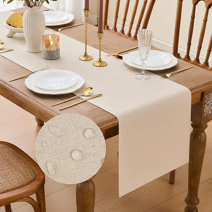 YATOJUZI Cream Table Runner Seasonal Fall Summer Kitchen Dining Coffee Table by YATOJUZI