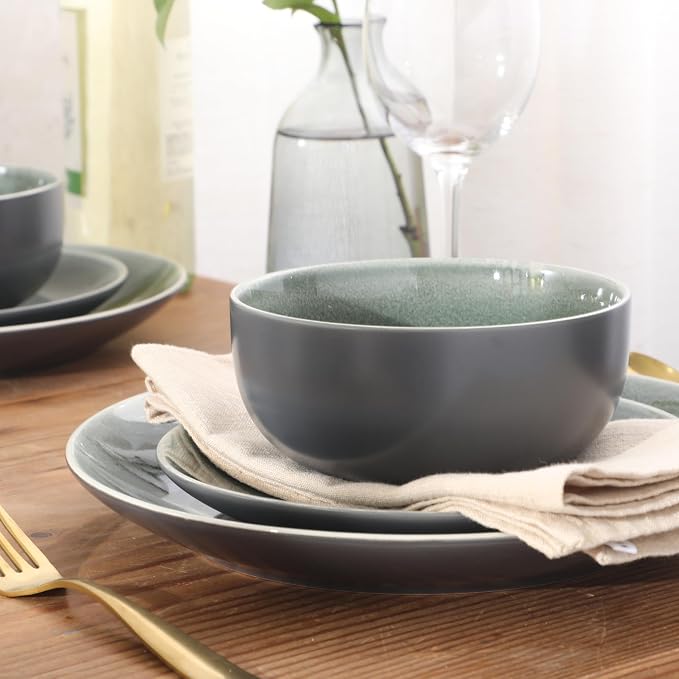 Gibson Elite Pine Coast Plates and Bowls Sets, 12-Piece Stoneware Dinnerware - Image 5