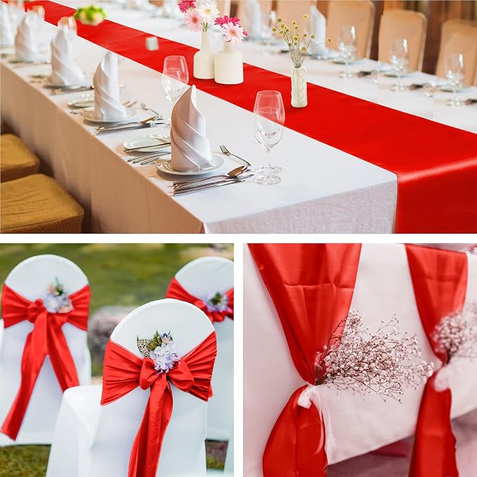 ANECO 4 Pack Satin Table Runner 12 x 108Inch Long Bright Silk and Smooth Fabric - Image 6