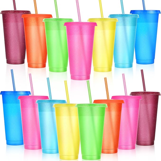 Honeydak 15 Pack Tumbler with Straw and Lid Bulk Cups by Honeydak