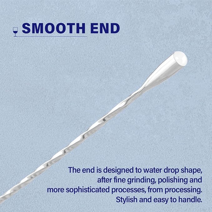 Bar Spoon Cocktail Mixing Stirrers, 12” Long Handle, Long Drink Spoons - Image 5