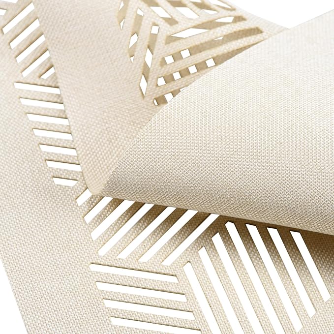 Cloth Placemats Set of 4 for Dining Table, Decorative Placemats with Hollow Design Table Cloth Set, Table Mats for Dining Table 12"x18" Cream