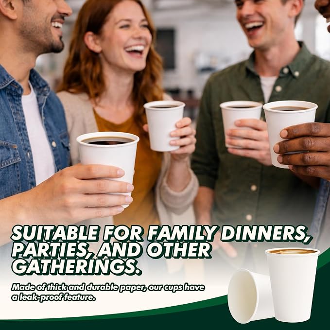 12 oz Paper Coffee Cups, 300 Pack, Hot Coffee Cup, To Go Cups, - Image 6