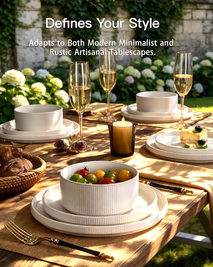 Stoneware Dinnerware Sets, Reactive Glaze Dishes Set - Image 2
