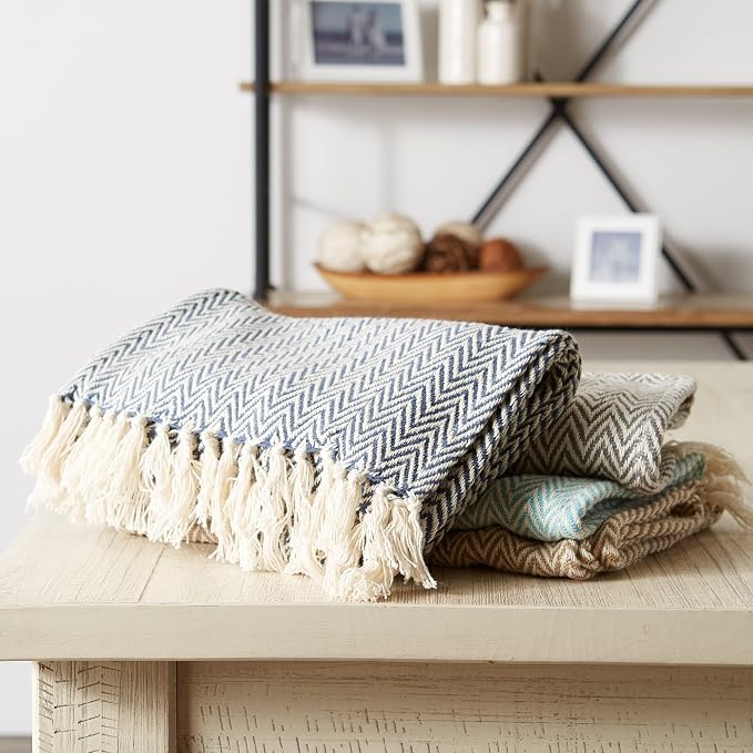 DII Woven Basic Tabletop Collection, Chevron Table Runner, French Blue - Image 4