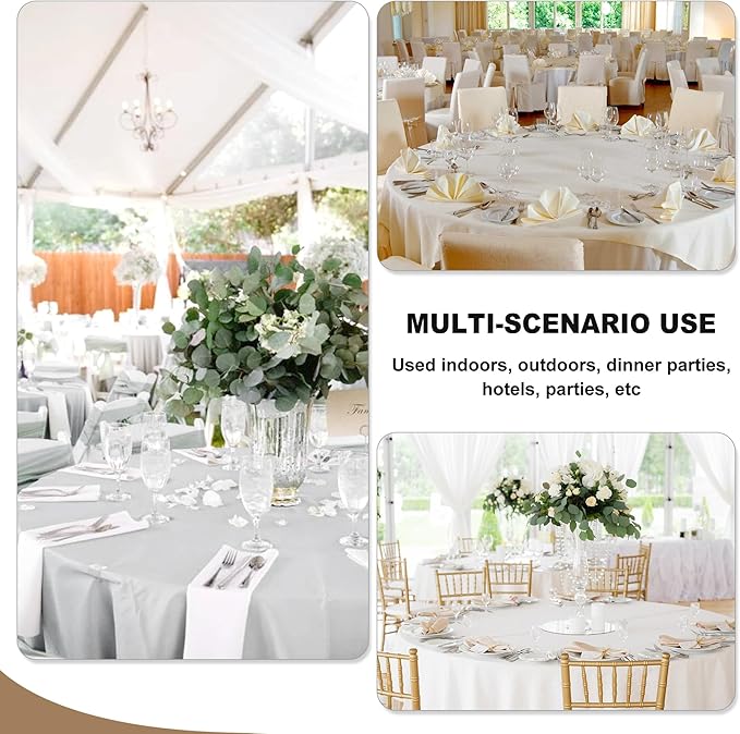 Fitable 6 Pack White Tablecloths for Round Tables - 108 Inches in Diameter - Stain Resistant and Washable Table Clothes, Polyester Fabric Table Covers for Wedding, Party, Banquet, Formal Events