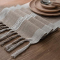 Farmhouse Table Runner, Embroidered Striped Braided Coffee Boho Table Runner by Niviy