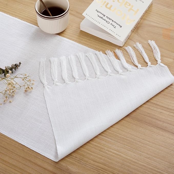 Cotton Linen Table Runner, 13x108 Inch, Machine Wash - Image 4