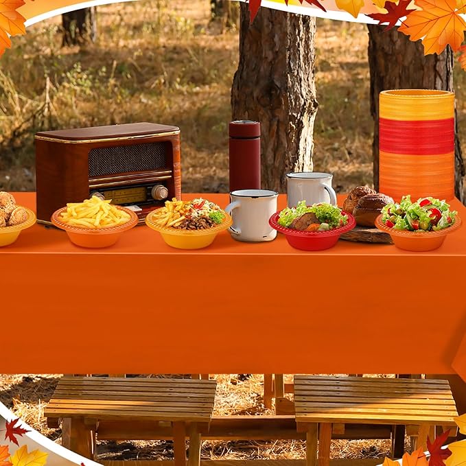 Layhit 100 Pcs Thanksgiving Plastic Bowls 12 oz Disposable Salad Yellow Red Orange Plastic Serving Autumn Party Supplies Candy Snack Bowls for Thanksgiving Harvest Party Picnic