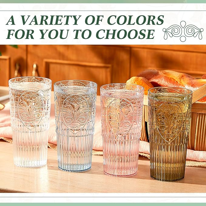 Wiwiqing 20oz Vintage Plastic Ribbed Tumblers Set of 24, Baby Shower, Birthday - Image 6