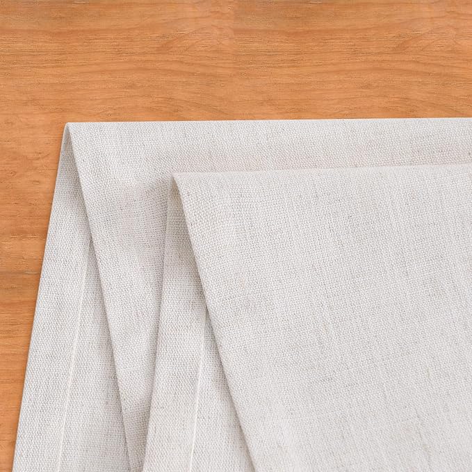 Wracra Linen Table Runner, Burlap Cream Table Runners 90 Inches Long | Rich - Image 3