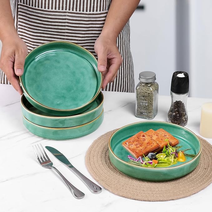 LIANYU 33oz Pasta Bowls, 8.25’’ Wide Shallow Salad Plates Set of 4 | Stoneware - Image 5