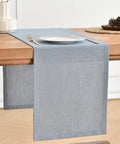 Wracra Linen Table Runner, Burlap Dusty Blue Table Runners 72 Inches Long | by Wracra