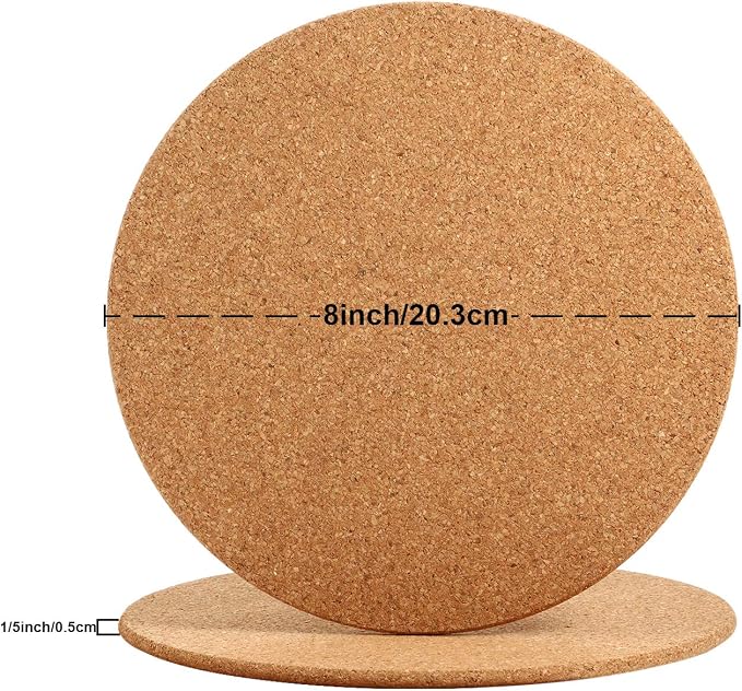 Boao 3 Pcs Round Cork Trivets for Hot Dishes, Hot Pots and Pans, 8 Inch | High - Image 2