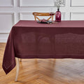Solino Home Linen Burgundy Tablecloth 60 x 108 Inch - Classic Hemstitch, 100% Pure Linen Rectangular Tablecloth - Machine Washable Table Cloth for Valentines, Winter