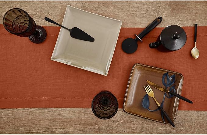Solino Home 100% Pure Linen Table Runner Cinnamon Hemstitch, 14 x 72 in | - Image 3