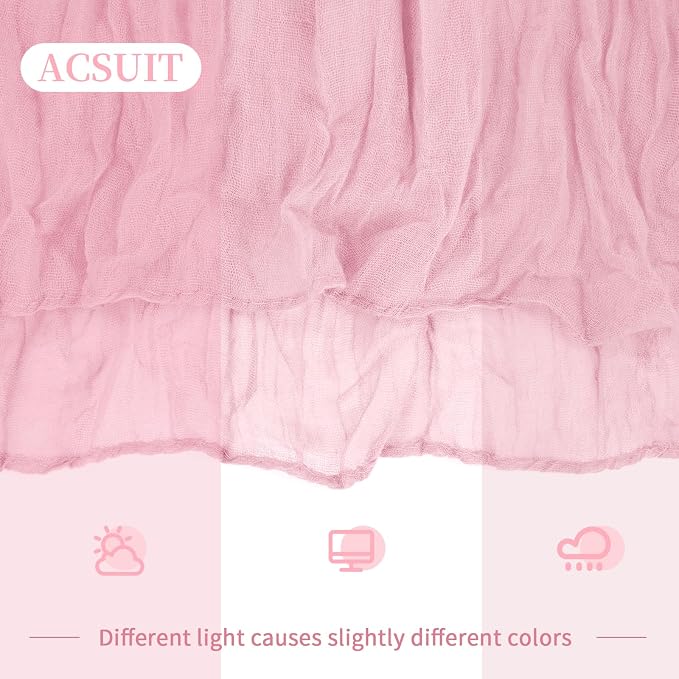8 Pack Light Pink Cheesecloth Table Runner 20 x 120 inch Gauze Table Runners 10 - Image 3