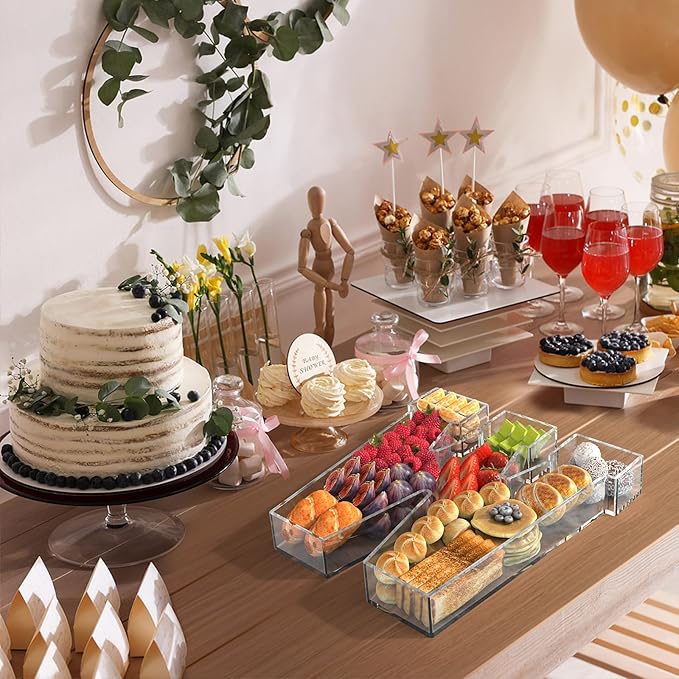 11" Acrylic Letter Charcuterie Tray, Charcuterie Letters Fillable Box for Food, Reusable Serving Cake Candy Dish Display Tray for Birthday Anniversary Party Decoration (Letter W)