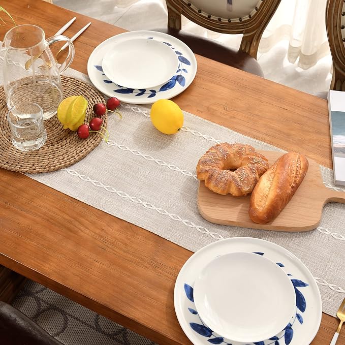 Wracra Rustic Linen Table Runner, Light Coffee Table Runners 48 inches Long | - Image 4