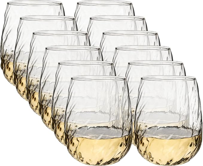 UMEIED 12-Pack Glass Tumbler Set, 16oz Twisted Design | Refractive Spiral by UMEIED