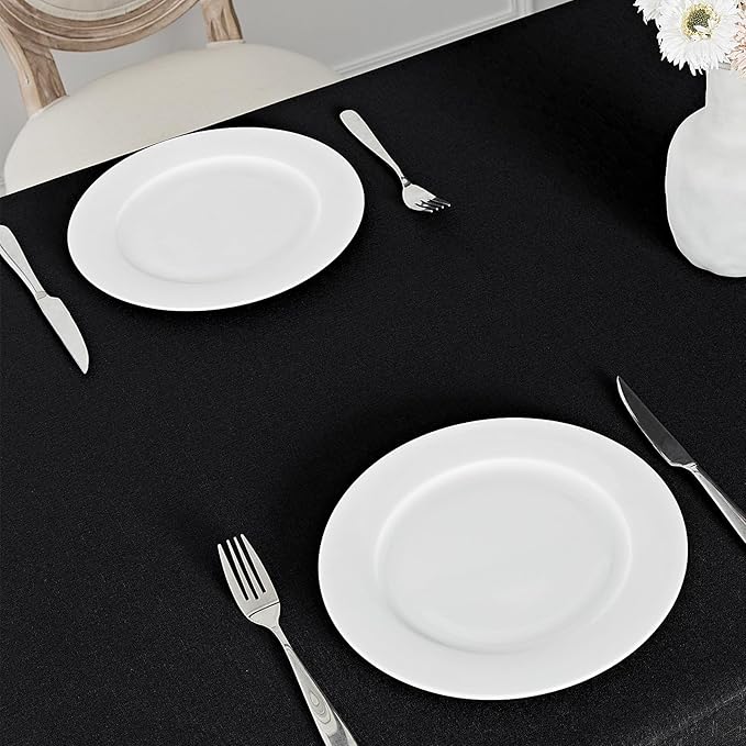 2 Pack Rectangle Tablecloth, 60x120 inch, Water Resistant Wrinkle Free Linen Textured Table Cloth Washable, Decorative Fabric Table Cover for Dining, Party and Camping, Black