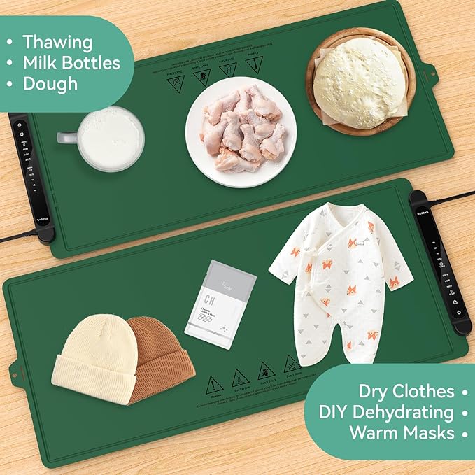 Warming Mat for Food Extra Large: 36"X16" Adjustable Silicone Food Warming Mat Heating Pad Food Warming Pad for Kitchen Counter Warming Trays for Buffets Party Hot Plates for Countertop Gifts Green