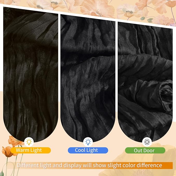 Showgeous 18 Pack Black Cheesecloth Table Runner, 17 x 108 Inches | Boho - Image 7